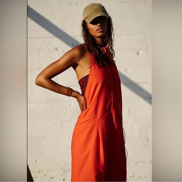 Break Away Onsie By FP Movement ,Sunset Red. Oversized Jumpsuit - Picture 4 of 8